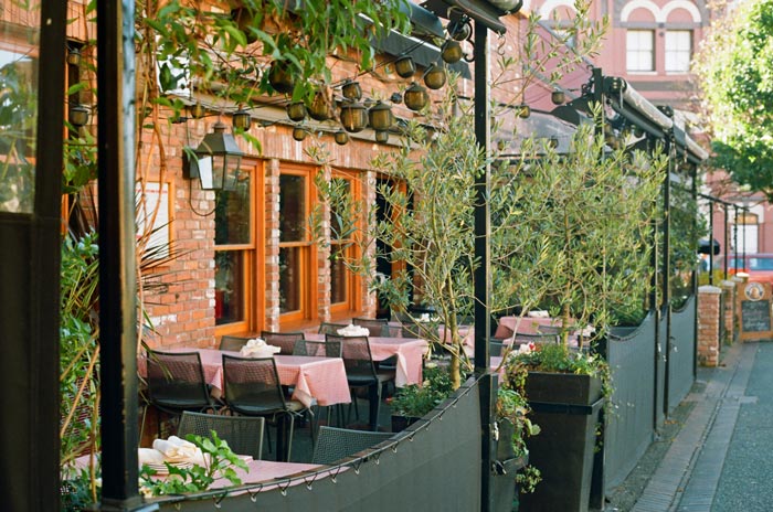 Exterior of a restaurant patio